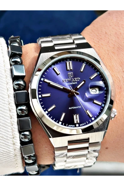 Reward Gümüş Renk Kasa Kordon Çelik Otomatik Business Erkek Kol Saati + BİLEKLİK ürün görseli 1