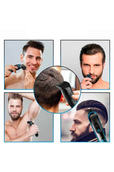 5in1 Fonksiyonlu Turbo Motorlu Saç Sakal Kesme Tıraş Makinesi Burun Kulak Ense Favori Tüm Vücut (4989) - Resim 3