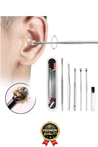 Özel Üretim Paslanmaz Çelik Kulak Balmumu Toplayıcı Çıkarıcı Temizleyici Bakımı Çubuk Seti 6 Parça - Resim 2