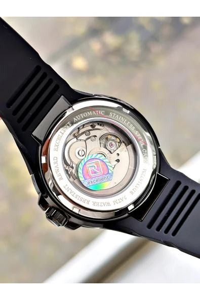 Reward Siyah Renk Çelik Kasa Otomatik Mekanizma Erkek Kol Saati + BİLEKLİK HEDİYELİ - Resim 4