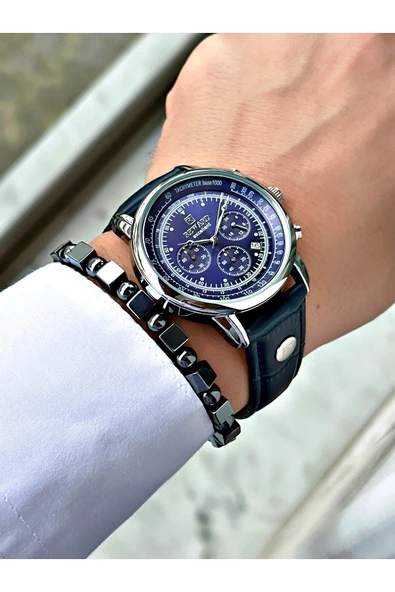 Reward Lacivert Renk Deri Kayış Orjinal Kilit Business Erkek Kol Saati + BİLEKLİK HEDİYELİ - Resim 2