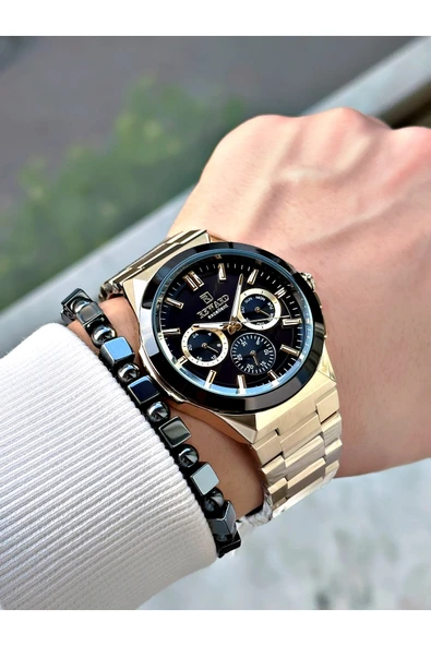 Reward Altın Renk Fonksiyonlu Büyük Kasa Erkek Kol Saati + BİLEKLİK HEDİYELİ - Resim 2