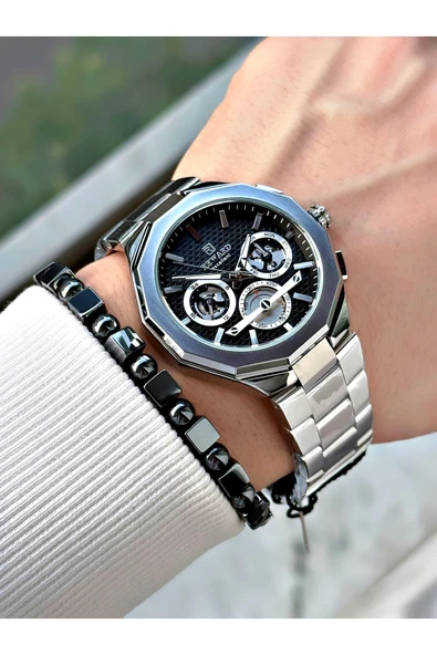 Reward Gümüş Renk Fonksiyonlu Çelik Kordon Erkek Kol Saati + BİLEKLİK HEDİYELİ - Resim 2