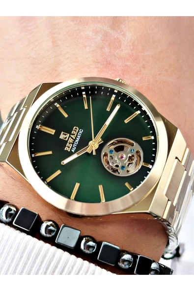 Reward Altın Renk Otomatik Kurmalı Çelik Kordon Erkek Kol Saati + BİLEKLİK ürün görseli 1