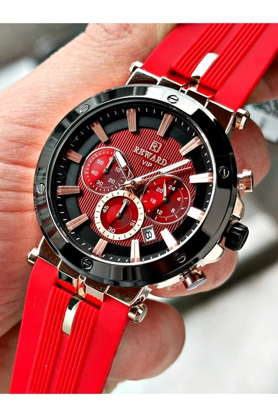 Reward Kırmızı Renk Spor Silikon Kordon Fonksiyonlu Garantili Erkek Kol Saati + BİLEKLİK ürün görseli 1