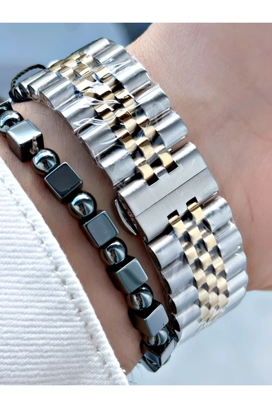 Reward Altın Gümüş Renk Otomatik Mekanizma Roma Rakamlı Erkek Kol Saati + BİLEKLİK - Resim 4