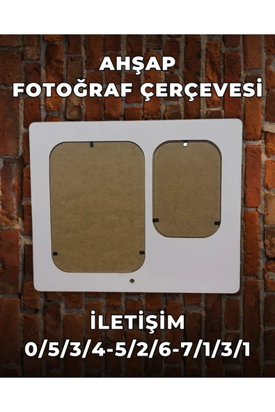 2'li Ahşap Parıltılı Çerçeve - 23x28cm - 2 Adet Fotoğraf Hediye ! - Resim 2