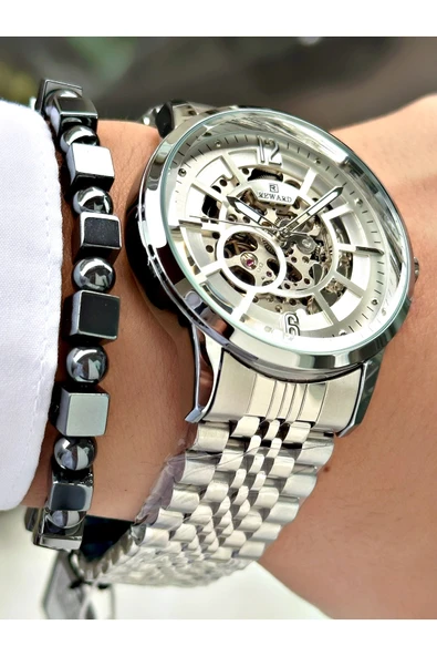 Reward Gümüş Renk Otomatik Business Erkek Kol Saati + BİLEKLİK HEDİYELİ ürün görseli 1