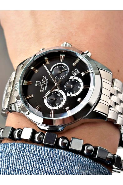 Reward Gümüş Renk Spor Garantili Çelik Kordon Erkek Kol Saati + BİLEKLİK - Resim 3