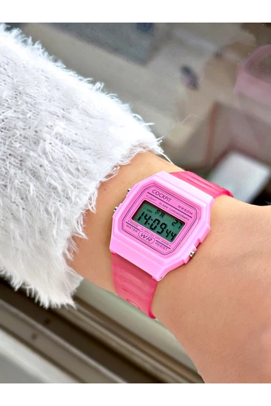 Cockpit Silikon Kordon 5 ATM Su Geçirmez Alarmlı Işıklı Kronometreli Dijital Kadın Kol Saati - Resim 2