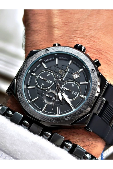Navimarine Siyah Renk Fonksiyonlu Mekanizma Erkek Kol Saati + BİLEKLİK HEDİYELİ ürün görseli 1