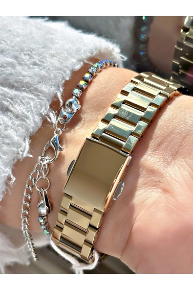 Ferrucci Altın Renk Taşlı Model Şık Dizayn  Kadın Kol Saati + BİLEKLİK - Resim 3