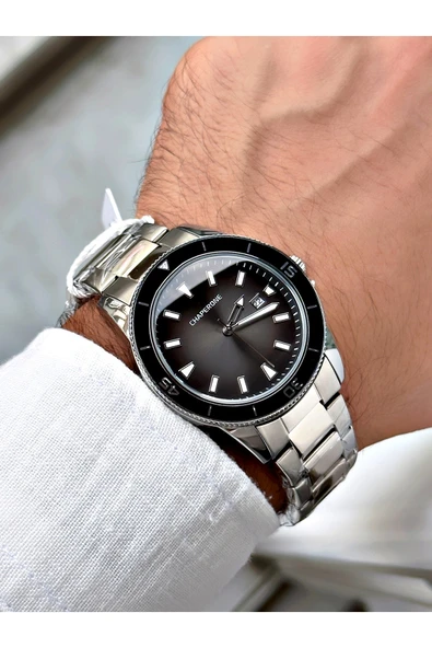 Chaperone Gümüş Renk Sade Klasik Model Çelik Kordon Erkek Kol Saati + BİLEKLİK HEDİYELİ By Reward - Resim 2