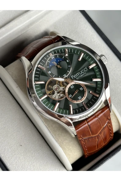 Ferrucci Gümüş Renk Çelik Kordon Business Otomatik Çelik Kordon Erkek Kol Saati + BİLEKLİK ürün görseli 1