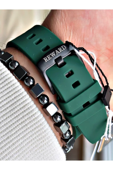 Reward Siyah Renk Çelik Kasa Otomatik Spor Silikon Business Erkek Kol Saati + BİLEKLİK - Resim 4