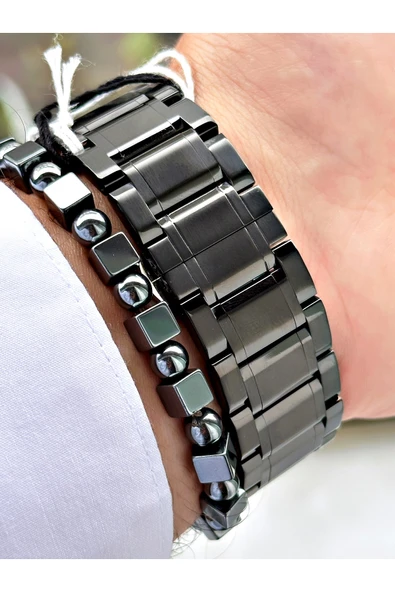 Ferrucci Siyah Renk Otomatik Kare Business  Mekanizma Erkek Kol Saati + BİLEKLİK - Resim 7