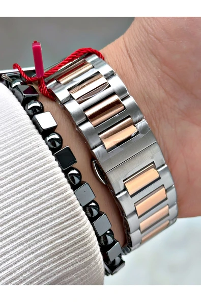 Fiesta Rose Gümüş Renk Fonksiyonlar Aktif Elite Çelik Erkek Kol Saati + BİLEKLİK - Resim 4