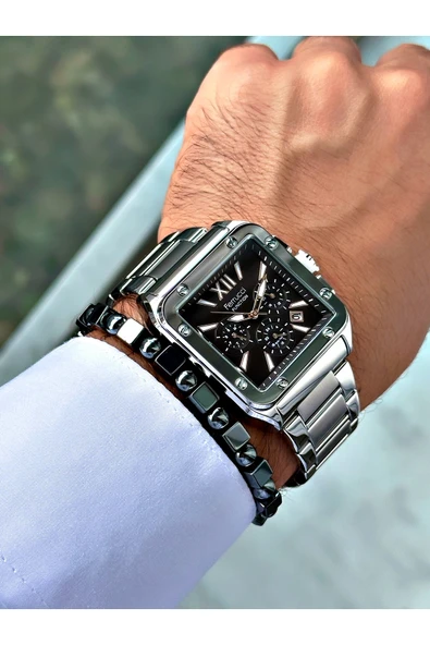 Ferrucci Gümüş Renk Kare Fonksiyonlar Aktif  Erkek Kol Saati + BİLEKLİK - Resim 3