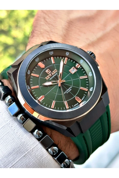 Reward Yeşil Renk Çelik Kasa  Mekanizma Lüx Erkek Kol Saati + BİLEKLİK - Resim 3