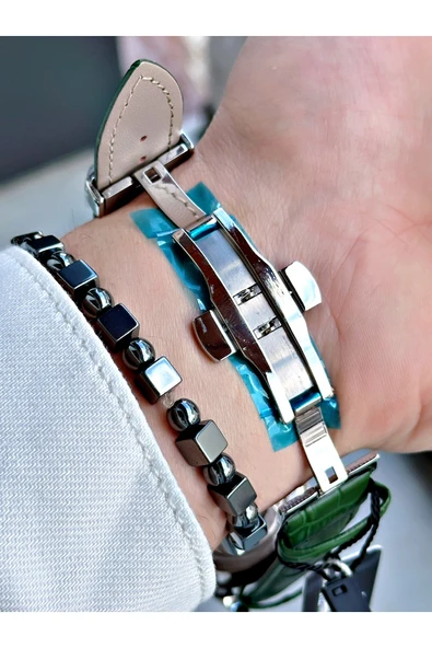 Reward Yeşil Renk Deri Kordon İskelet Model Otomatik Erkek Kol Saati + BİLEKLİK - Resim 4