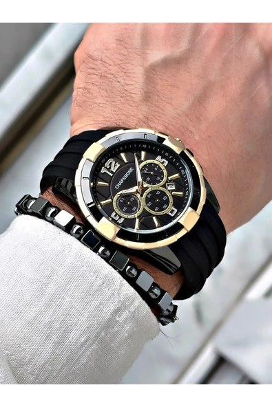 Chaperone Siyah Spor Silikon Fonksiyonlu Şık Dizayn Erkek Kol Saati + BİLEKLİK HEDİYELİ By Reward - Resim 2