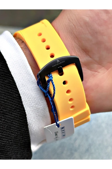 Navimarine Sarı Renk Fonksiyonlu Spor Silikon Kare Erkek Kol Saati + BİLEKLİK HEDİYELİ - Resim 7