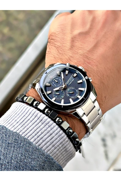 Ferrucci Gümüş Renk Fonksiyonlu Çelik Kordon Spor Erkek Kol Saati + BİLEKLİK - Resim 2