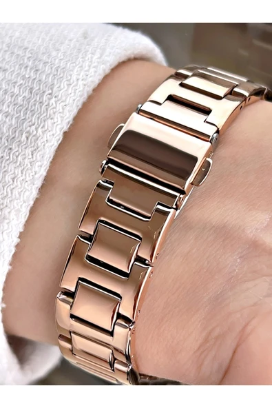 Navimarine Bakır Renk Çelik Kordon Kadın Kol Saati Bileklik Hediyeli - Resim 3