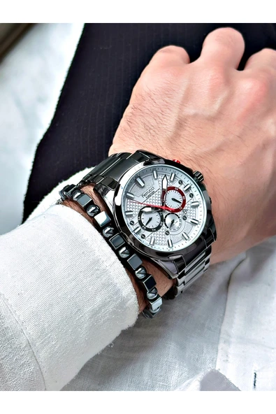 Ferrucci Siyah Renk Fonksiyonlar Aktif Orijinal Çelik Kordon Erkek Kol Saati + BİLEKLİK HEDİYELİ - Resim 2