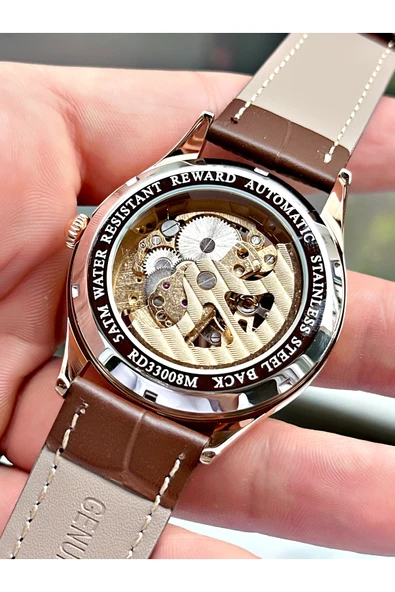 Reward Kahverengi Deri Kordon Otomatik Business Erkek Kol Saati + BİLEKLİK HEDİYELİ - Resim 6
