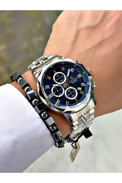 Reward Gümüş Renk Fonksiyonlu Çelik Kordon Erkek Kol Saati + BİLEKLİK HEDİYELİ - Resim 2