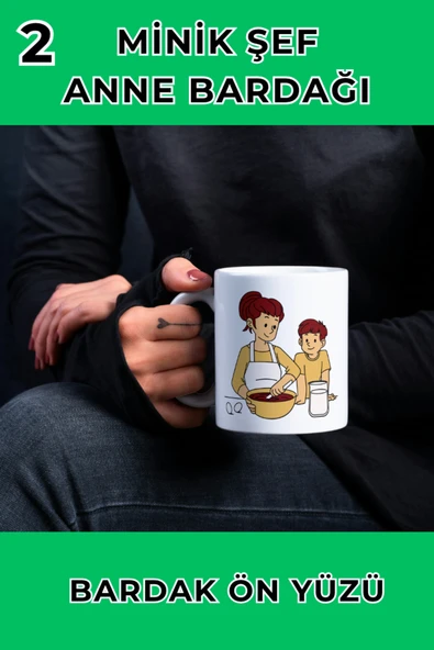 ANNE ÇOCUK KUPA BARDAK - MİNİK ŞEF TASARIM - ANNE MUG - KAHVE BARDAĞI - Resim 2