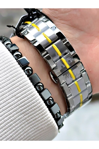 Reward Füme Renk Fonksiyonlar Aktif Ortası Şeritli Çelik Kordon Erkek Kol Saati + BİLEKLİK - Resim 4