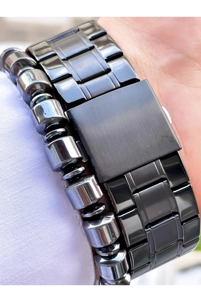 Ferrucci Siyah Rose Gold Renk Çelik Kordon Fonksiyonlu Erkek Kol Saati Bileklik - Resim 4