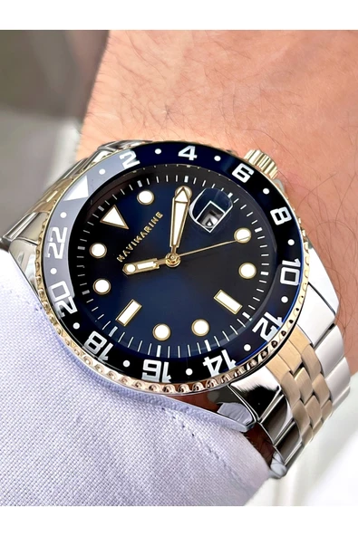 Navimarine Gümüş Renk Çelik Kordon Erkek Kol Saati Bileklik Hediyeli ürün görseli 1