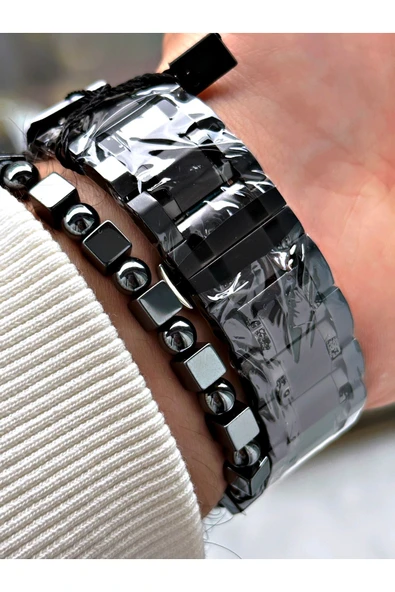 Reward Siyah Renk Çelik Kordon Business Kasa Kordon Çelik Erkek Kol Saati + BİLEKLİK - Resim 4