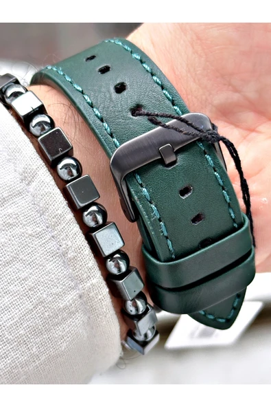 Ferrucci Yeşil Deri Kordon Fonksiyonlu Şık Dizayn Erkek Kol Saati + BİLEKLİK HEDİYELİ - Resim 4