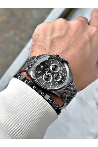 Reward Füme Renk Dakika Göstergeli Kasa Kordon Çelik Erkek Kol Saati + BİLEKLİK HEDİYELİ - Resim 2