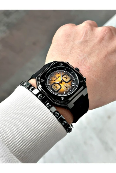 Reward Siyah Renk Kare Model Fonksiyonlu Silikon Spor Erkek Kol Saati + BİLEKLİK - Resim 3