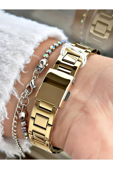 Ferrucci Altın Renk Roma Rakamlı Sade Model  Erkek Kol Saati + BİLEKLİK - Resim 3