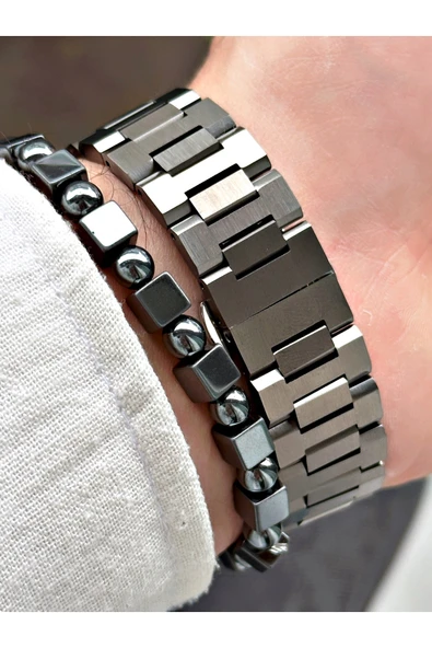 Fiesta Füme Renk Otomatik Business Çelik Lüx Erkek Kol Saati + BİLEKLİK HEDİYELİ - Resim 7