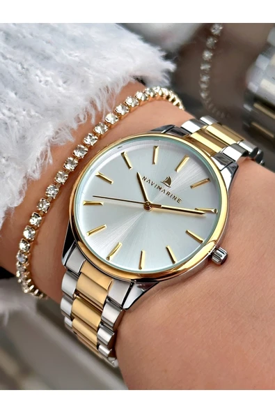 Navimarine Çelik Kordon Kadın Kol Saati + Bileklik Hediyeli ürün görseli 1