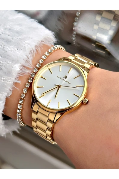 Navimarine Çelik Kordon Kadın Kol Saati + Bileklik Hediyeli - Resim 2