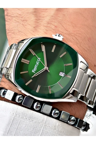 Ferrucci Gümüş Renk Aynalı Cam Klasik Çelik Kordon Erkek Kol Saati ürün görseli 1