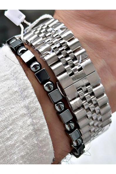 Chaperone Gümüş Renk  Çelik Kordon Fonksiyonlu Erkek Kol Saati + BİLEKLİK HEDİYELİ By Reward - Resim 4