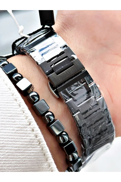 Reward Siyah Renk Kabe Desen Otomatik Mekanizma Erkek Kol Saati + BİLEKLİK - Resim 4