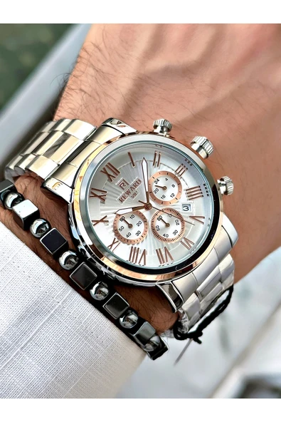 Reward Gümüş Renk Fonksiyonlar Aktif Çelik Kordon 3 ATM Su Geçirmez Erkek Kol Saati + BİLEKLİK - Resim 3