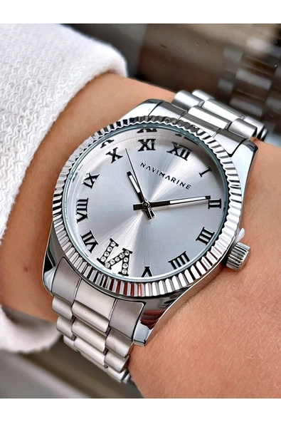 Navimarine Gümüş Renk Çelik Kordon Kadın Kol Saati Bileklik Hediyeli ürün görseli 1