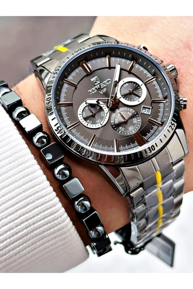 Reward Füme Renk Fonksiyonlar Aktif Ortası Şeritli Çelik Kordon Erkek Kol Saati + BİLEKLİK ürün görseli 1