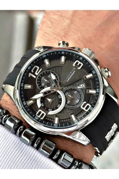 Navimarine Siyah Renk Silikon Orijinal Tüm Fonksiyonlar Aktif Erkek Kol Saati + Bileklik Hediyeli - Resim 4